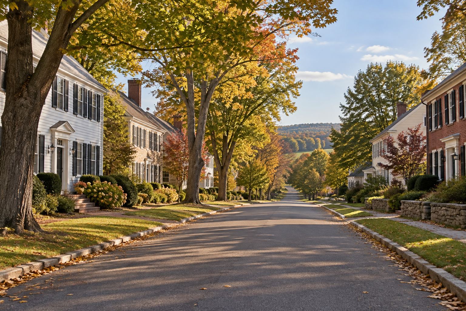 A tree lined Souderton Pennsylvania street, illustrative