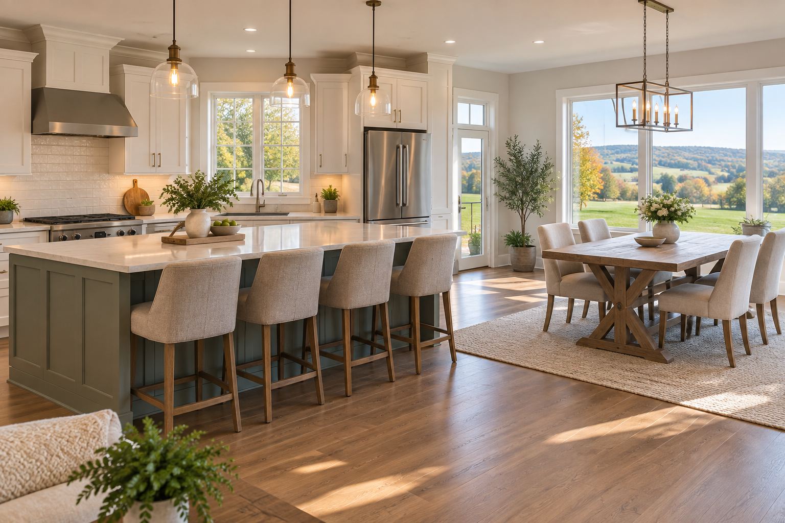 A bright Pennsylvania home interior, illustrative